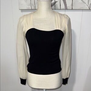 J.ING Black and Cream Contrast Blouse